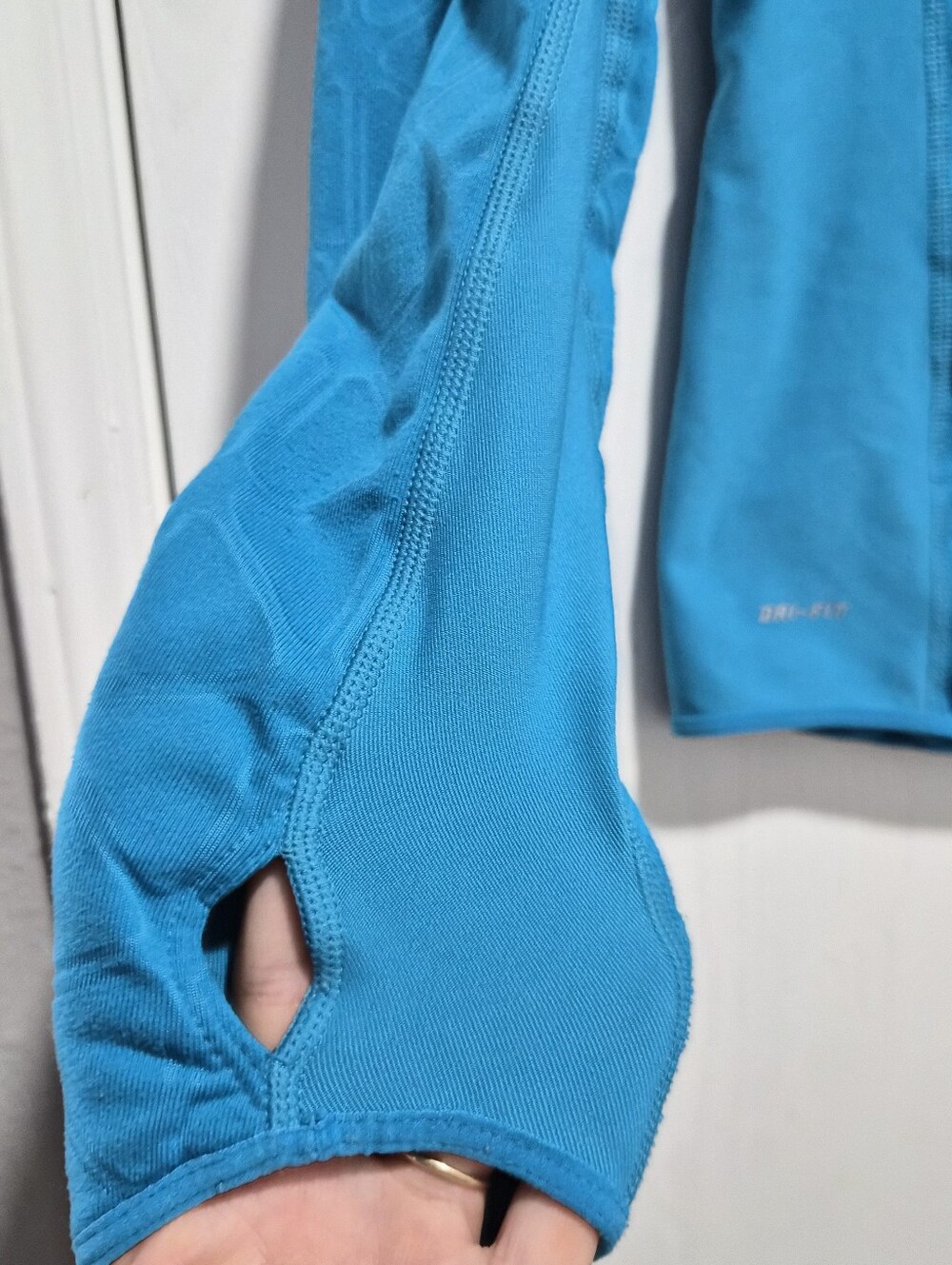 Nike Women’s Running Dri-Fit Turquoise Blue Half-Zip Long Sleeve Top Size M - Picture 3 of 11